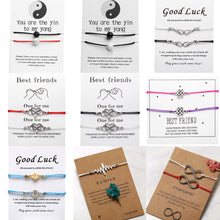 Load image into Gallery viewer, 17KM Bohemian Heart Couples Bracelets Set For Women Men Infinite Wing Knot Contrast Bracelet Best Friend Wish Jewelry 2pcs/set