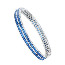 Load image into Gallery viewer, 100% S925 Sterling Silver Bracelet 2 Rows Blue Square Crystal 20g Silver Tennis Women Men Bracelet Good Quality Fine Jewlery