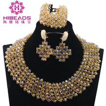 Load image into Gallery viewer, Champagne Gold Chunky Beads Bridal Jewelry Sets Crystal Costume Party Nigerian African Beads Jewlery Set Free Shipping WE050
