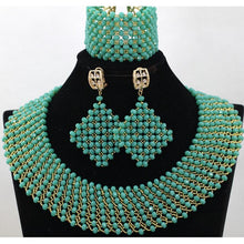 Load image into Gallery viewer, Champagne Gold Chunky Beads Bridal Jewelry Sets Crystal Costume Party Nigerian African Beads Jewlery Set Free Shipping WE050