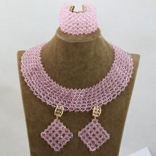 Load image into Gallery viewer, Champagne Gold Chunky Beads Bridal Jewelry Sets Crystal Costume Party Nigerian African Beads Jewlery Set Free Shipping WE050