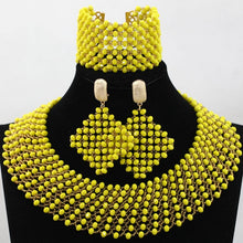 Load image into Gallery viewer, Champagne Gold Chunky Beads Bridal Jewelry Sets Crystal Costume Party Nigerian African Beads Jewlery Set Free Shipping WE050