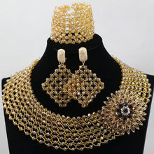 Load image into Gallery viewer, Champagne Gold Chunky Beads Bridal Jewelry Sets Crystal Costume Party Nigerian African Beads Jewlery Set Free Shipping WE050