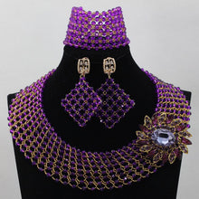 Load image into Gallery viewer, Champagne Gold Chunky Beads Bridal Jewelry Sets Crystal Costume Party Nigerian African Beads Jewlery Set Free Shipping WE050