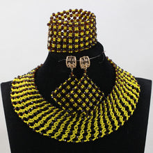 Load image into Gallery viewer, Champagne Gold Chunky Beads Bridal Jewelry Sets Crystal Costume Party Nigerian African Beads Jewlery Set Free Shipping WE050