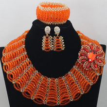Load image into Gallery viewer, Champagne Gold Chunky Beads Bridal Jewelry Sets Crystal Costume Party Nigerian African Beads Jewlery Set Free Shipping WE050