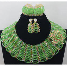 Load image into Gallery viewer, Champagne Gold Chunky Beads Bridal Jewelry Sets Crystal Costume Party Nigerian African Beads Jewlery Set Free Shipping WE050