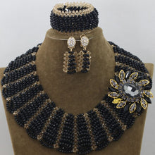 Load image into Gallery viewer, Champagne Gold Chunky Beads Bridal Jewelry Sets Crystal Costume Party Nigerian African Beads Jewlery Set Free Shipping WE050