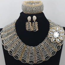 Load image into Gallery viewer, Champagne Gold Chunky Beads Bridal Jewelry Sets Crystal Costume Party Nigerian African Beads Jewlery Set Free Shipping WE050