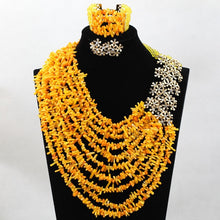 Load image into Gallery viewer, Fantastic Red African Wedding Coral Beads Jewlery Set Champagne Gold Bridal Necklace Earrings Set New Free Shipping HX774