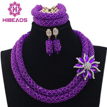 Load image into Gallery viewer, Fabulous Purple/Lilac Crystal Beads Women Necklace Bridal Lace Jewlery Nigerian Wedding African Beads Jewelry Set ALJ388