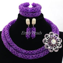 Load image into Gallery viewer, Fabulous Purple/Lilac Crystal Beads Women Necklace Bridal Lace Jewlery Nigerian Wedding African Beads Jewelry Set ALJ388