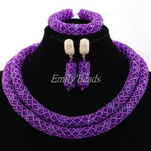 Load image into Gallery viewer, Fabulous Purple/Lilac Crystal Beads Women Necklace Bridal Lace Jewlery Nigerian Wedding African Beads Jewelry Set ALJ388