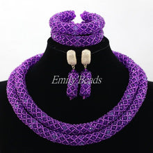 Load image into Gallery viewer, Fabulous Purple/Lilac Crystal Beads Women Necklace Bridal Lace Jewlery Nigerian Wedding African Beads Jewelry Set ALJ388