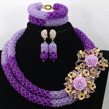 Load image into Gallery viewer, Fabulous Purple/Lilac Crystal Beads Women Necklace Bridal Lace Jewlery Nigerian Wedding African Beads Jewelry Set ALJ388