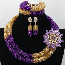 Load image into Gallery viewer, Fabulous Purple/Lilac Crystal Beads Women Necklace Bridal Lace Jewlery Nigerian Wedding African Beads Jewelry Set ALJ388