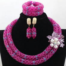 Load image into Gallery viewer, Fabulous Purple/Lilac Crystal Beads Women Necklace Bridal Lace Jewlery Nigerian Wedding African Beads Jewelry Set ALJ388
