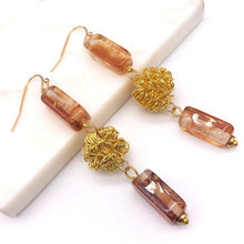 Load image into Gallery viewer, Big Golden Color Wire Ball Acrylic Block Long 2019 New Statement Woman Man Girl Drop Earring XEEWOOX Design Creative