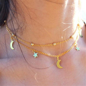 2019 Multilayer Crystal Moon Shell Pattern Coin Pendant Seashell Necklace Choker Necklaces Women Statement Summer Beach Jewelry