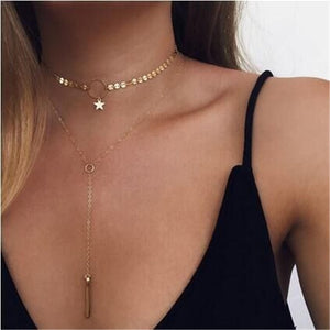 2019 Multilayer Crystal Moon Shell Pattern Coin Pendant Seashell Necklace Choker Necklaces Women Statement Summer Beach Jewelry