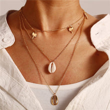 Load image into Gallery viewer, 2019 Multilayer Crystal Moon Shell Pattern Coin Pendant Seashell Necklace Choker Necklaces Women Statement Summer Beach Jewelry