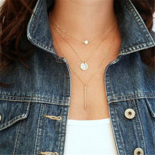 Load image into Gallery viewer, 2019 Multilayer Crystal Moon Shell Pattern Coin Pendant Seashell Necklace Choker Necklaces Women Statement Summer Beach Jewelry