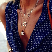 Load image into Gallery viewer, 2019 Multilayer Crystal Moon Shell Pattern Coin Pendant Seashell Necklace Choker Necklaces Women Statement Summer Beach Jewelry