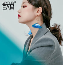 Load image into Gallery viewer, WKOUD EAM 2019 New Woman Asymmetric Abstract Color Block Paper Earrings Fashion Female Jewelry Accessories Party Gift 6#JY672