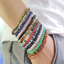 Load image into Gallery viewer, Minimalist 4mm Beads Bracelet Natural Stone Charm Bracelet for Men Women Yoga Healing Tuquoise Black Tourmaline Bracelet Gift