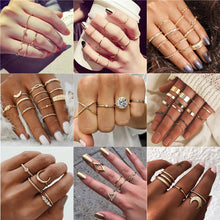 Load image into Gallery viewer, LETAPI Bohemia Women Rings Fashion Crystal Metal Moon Crown Party Jewelry Ring Set For Women