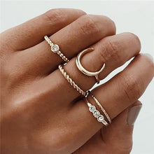 Load image into Gallery viewer, LETAPI Bohemia Women Rings Fashion Crystal Metal Moon Crown Party Jewelry Ring Set For Women
