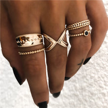 Load image into Gallery viewer, LETAPI Bohemia Women Rings Fashion Crystal Metal Moon Crown Party Jewelry Ring Set For Women