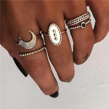 Load image into Gallery viewer, LETAPI Bohemia Women Rings Fashion Crystal Metal Moon Crown Party Jewelry Ring Set For Women