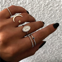 Load image into Gallery viewer, LETAPI Bohemia Women Rings Fashion Crystal Metal Moon Crown Party Jewelry Ring Set For Women
