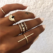 Load image into Gallery viewer, LETAPI Bohemia Women Rings Fashion Crystal Metal Moon Crown Party Jewelry Ring Set For Women