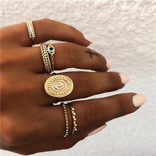 Load image into Gallery viewer, LETAPI Bohemia Women Rings Fashion Crystal Metal Moon Crown Party Jewelry Ring Set For Women
