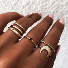 Load image into Gallery viewer, LETAPI Bohemia Women Rings Fashion Crystal Metal Moon Crown Party Jewelry Ring Set For Women