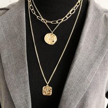 Load image into Gallery viewer, HUANZHI 2019 New Personality Cross Square Metal Multilayer Hip hop Long Chain Cool Simple Necklace For Women men Jewelry Gifts