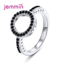 Load image into Gallery viewer, Classic Fashion Hollow out Hoop Sparkling White and Black Ring Cubic Zirconia Jewelry Real Solid 925 Sterling Silver Rings