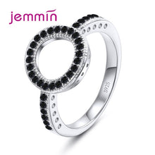Load image into Gallery viewer, Classic Fashion Hollow out Hoop Sparkling White and Black Ring Cubic Zirconia Jewelry Real Solid 925 Sterling Silver Rings