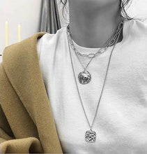 Load image into Gallery viewer, HUANZHI 2019 New Personality Cross Square Metal Multilayer Hip hop Long Chain Cool Simple Necklace For Women men Jewelry Gifts