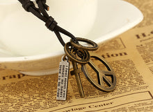 Load image into Gallery viewer, genuine leather male necklace 2019 high quality handmade cowhide men pendent retro charming jewelry resizable