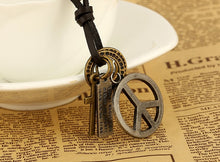 Load image into Gallery viewer, genuine leather male necklace 2019 high quality handmade cowhide men pendent retro charming jewelry resizable