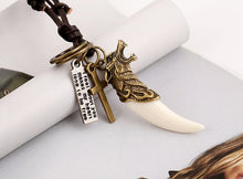Load image into Gallery viewer, genuine leather male necklace 2019 high quality handmade cowhide men pendent retro charming jewelry resizable