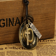 Load image into Gallery viewer, genuine leather male necklace 2019 high quality handmade cowhide men pendent retro charming jewelry resizable