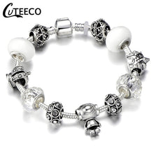 Load image into Gallery viewer, CUTEECO 925 Fashion Silver Charms Bracelet Bangle For Women Crystal Flower Fairy Bead Fit Brand Bracelets Jewelry Pulseras Mujer