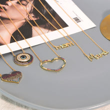 Load image into Gallery viewer, women's initial cz necklace rainbow zircon eye heart copper pendent necklace jewelry for women long snake chain mom's gift