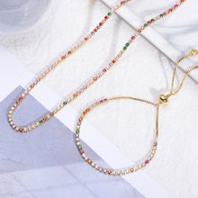 Load image into Gallery viewer, women's initial cz necklace rainbow zircon eye heart copper pendent necklace jewelry for women long snake chain mom's gift