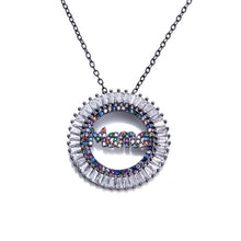 Load image into Gallery viewer, women's initial cz necklace rainbow zircon eye heart copper pendent necklace jewelry for women long snake chain mom's gift