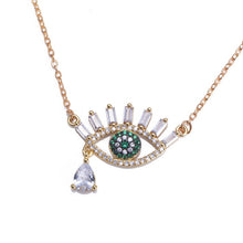 Load image into Gallery viewer, women's initial cz necklace rainbow zircon eye heart copper pendent necklace jewelry for women long snake chain mom's gift